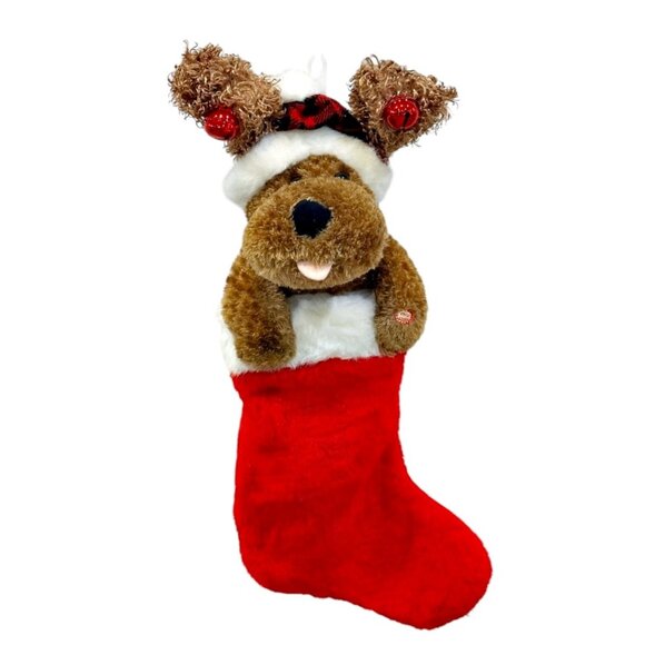 Vintage Dan Dee Musical Puppy Dog Christmas Stocking 23 Inch SINGS See VIDEO! - Picture 1 of 8